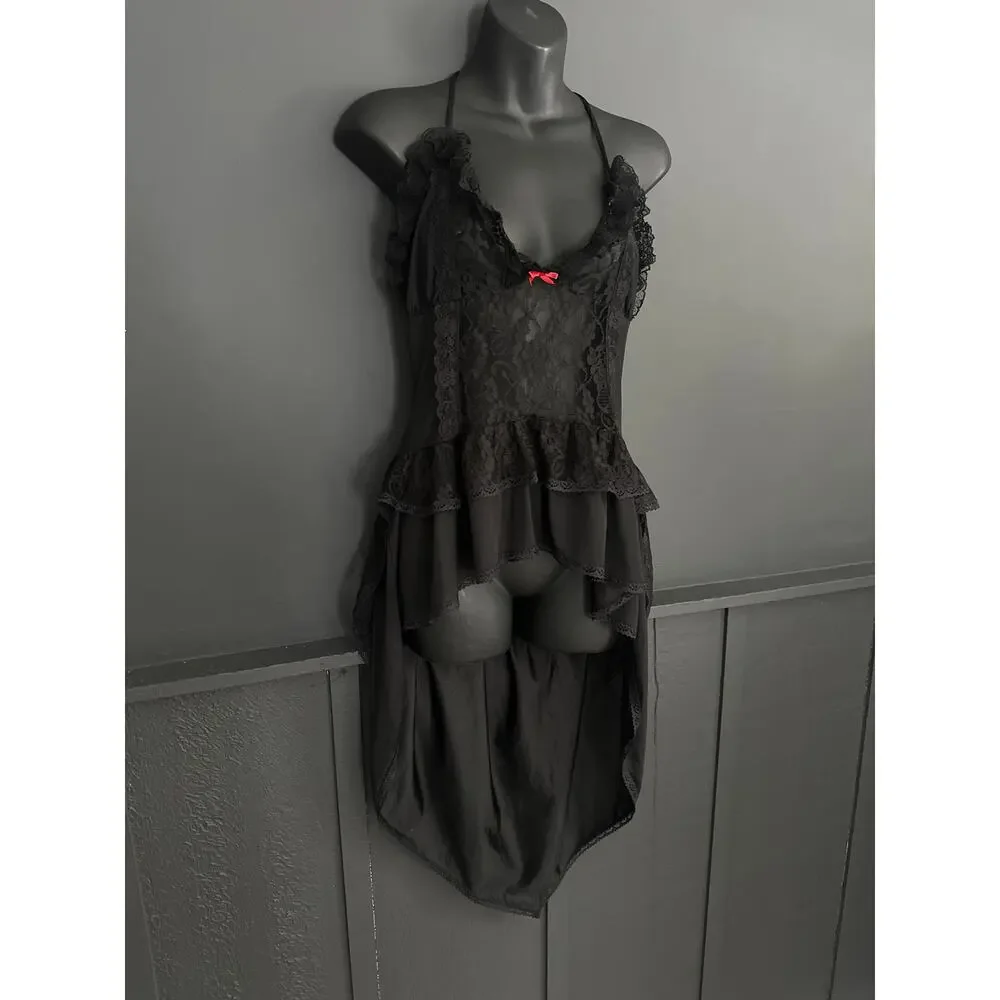 Vintage Traffic Jam Fairy Goth Sheer Negligee Lingerie Black Chemise Size Medium - Picture 8 of 12